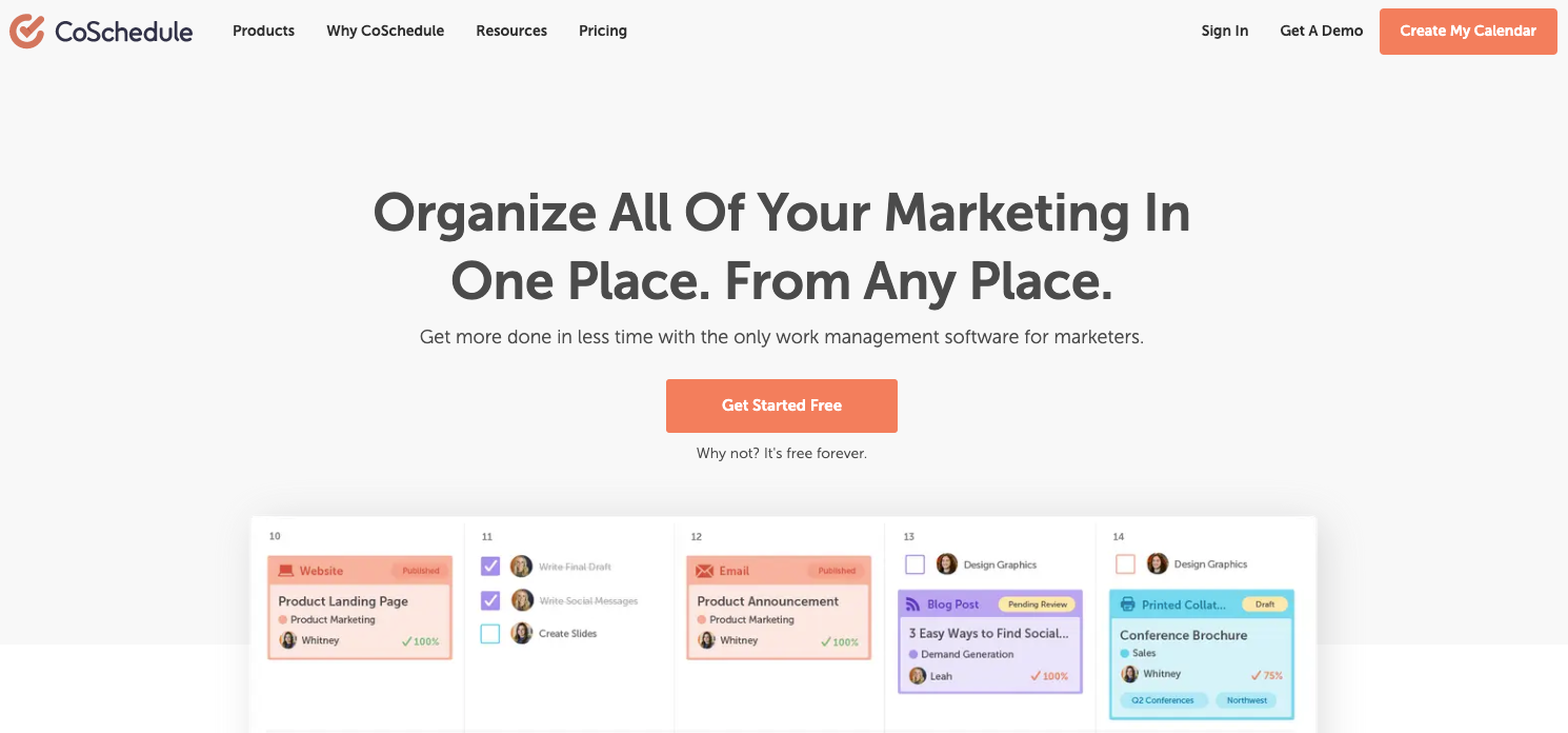 Coschedule.com homepage