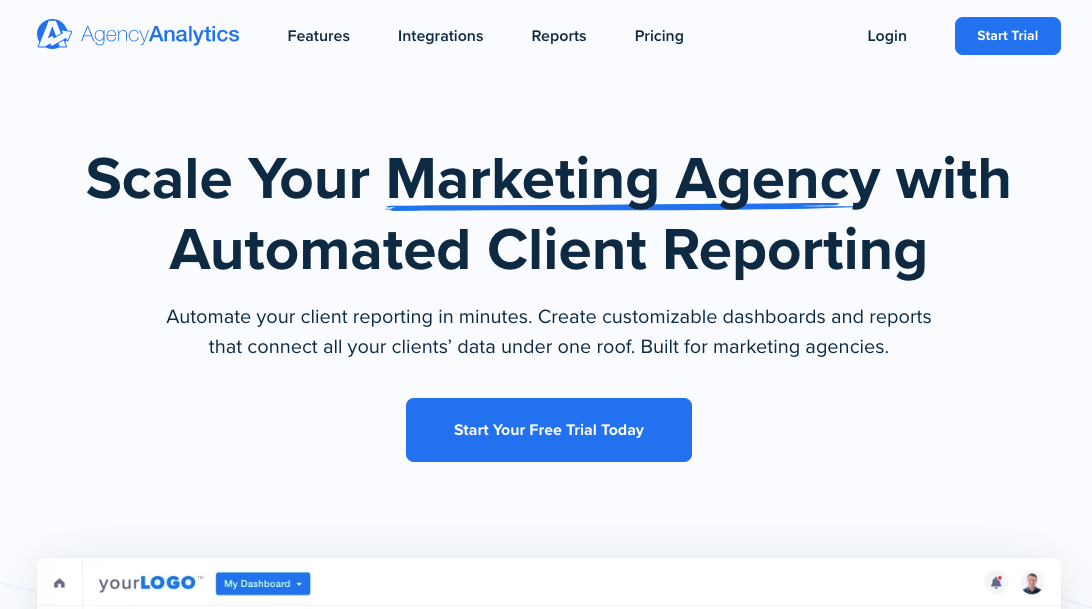 Agencyanalytics.com homepage