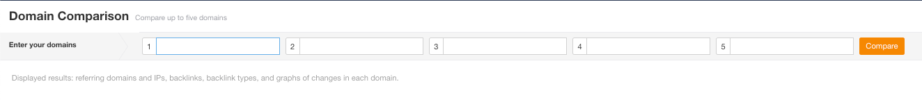 Domain comparison option on Ahrefs' dashboard