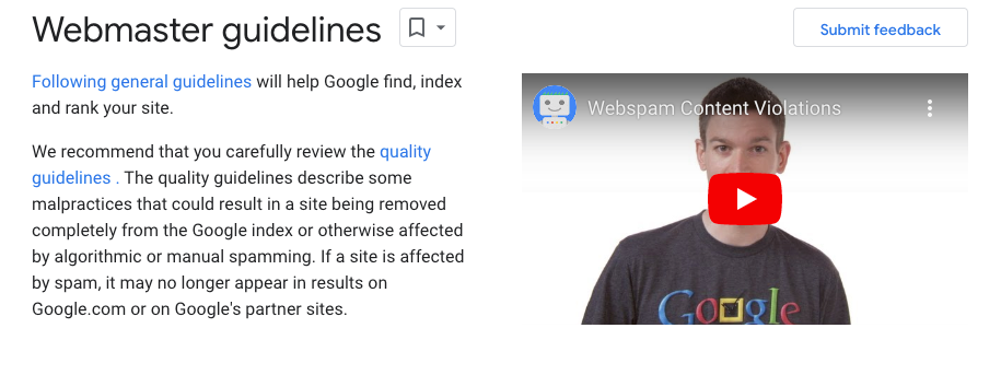 Google Webmaster Guidelines