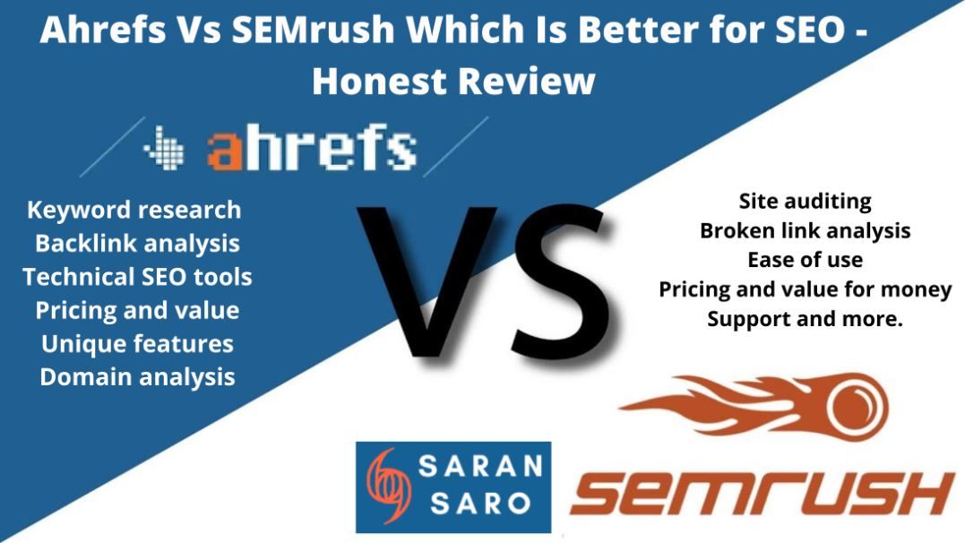 Comparative analysis of keyword research, backlink analysis, competitor analysis, rank tracking, and technical SEO capabilities in Semrush and Ahrefs