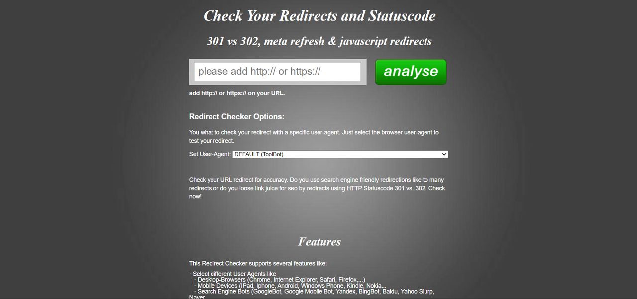Redirect-checker.org page view