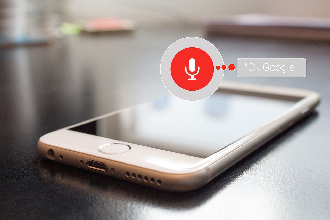 voice search icon with a white smartphone