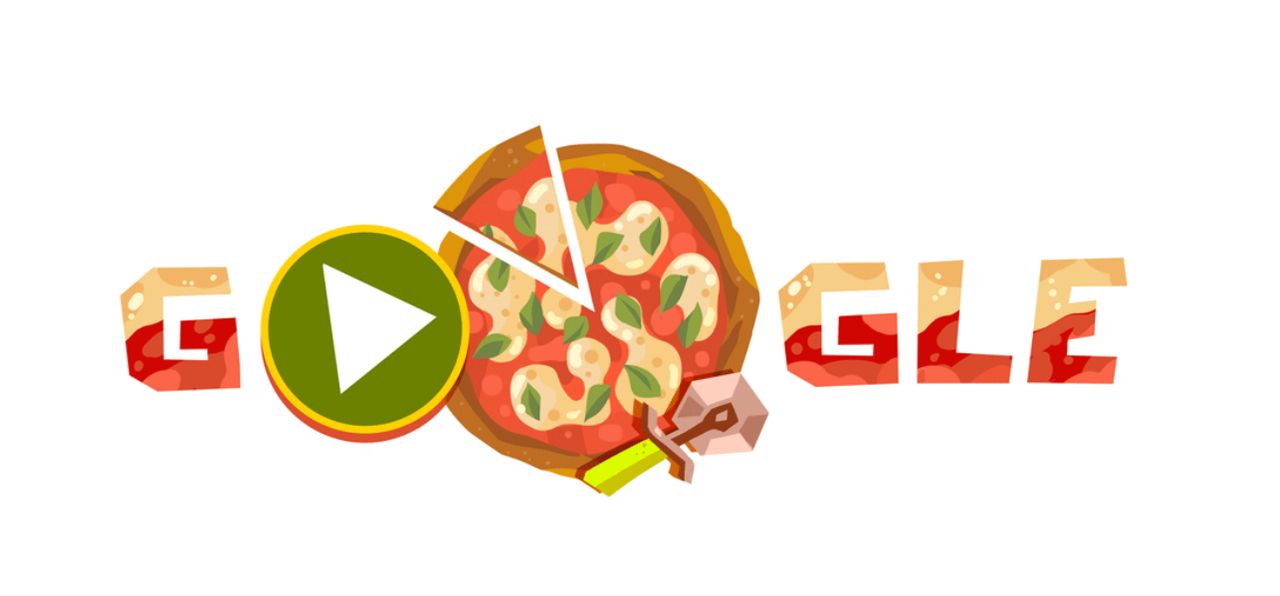 Google Doodle game with pizza theme