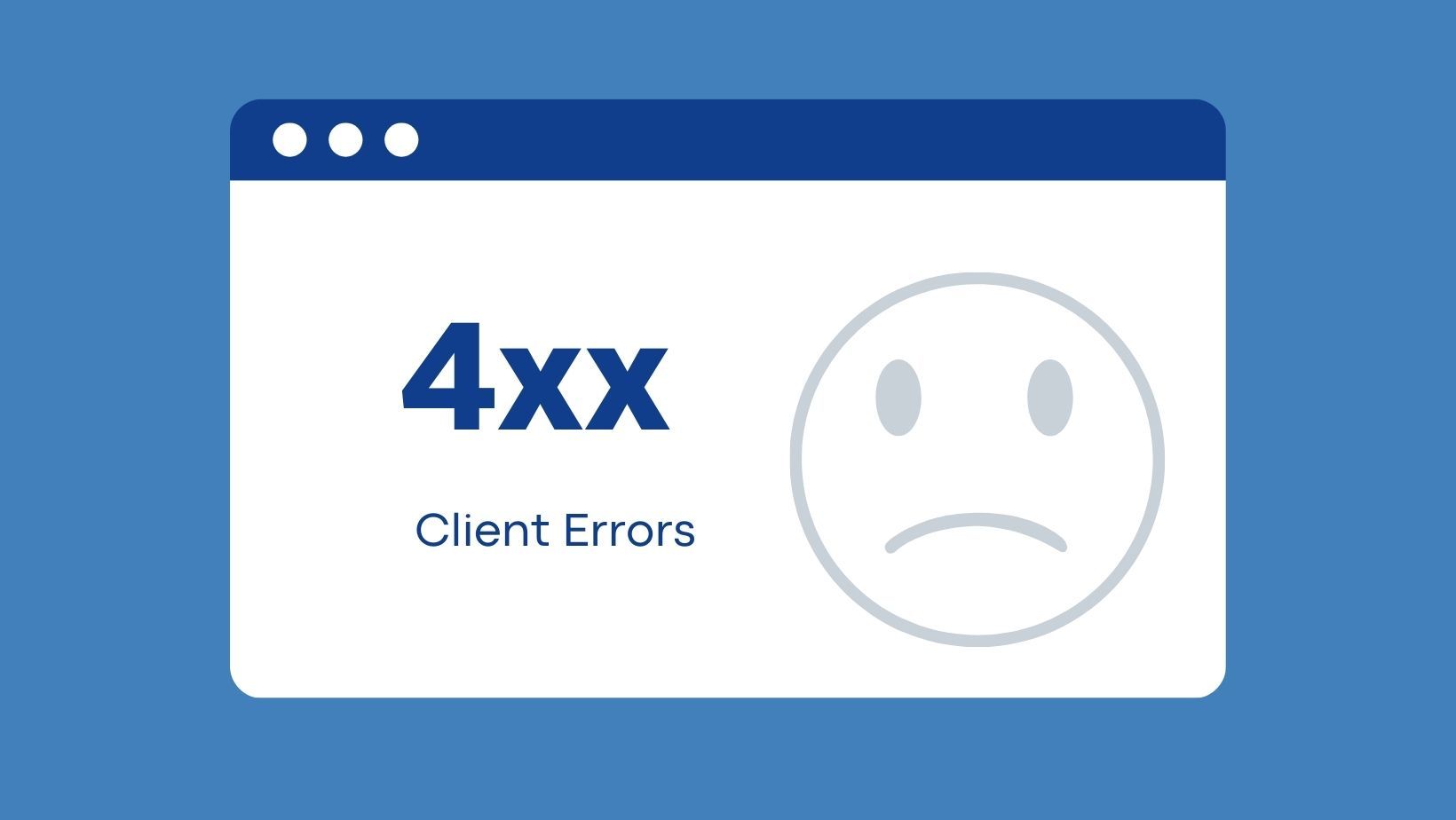 the view of client error status and sad emoji on the browser 