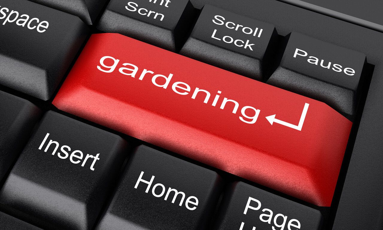 gardening word on red keyboard button