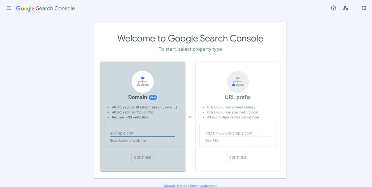 Google Search Console login page 